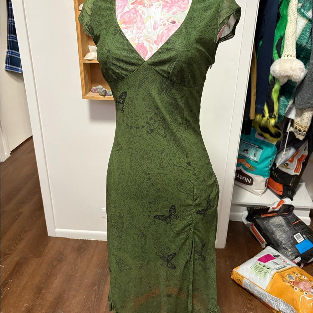 CIDER Green Paisley Dress